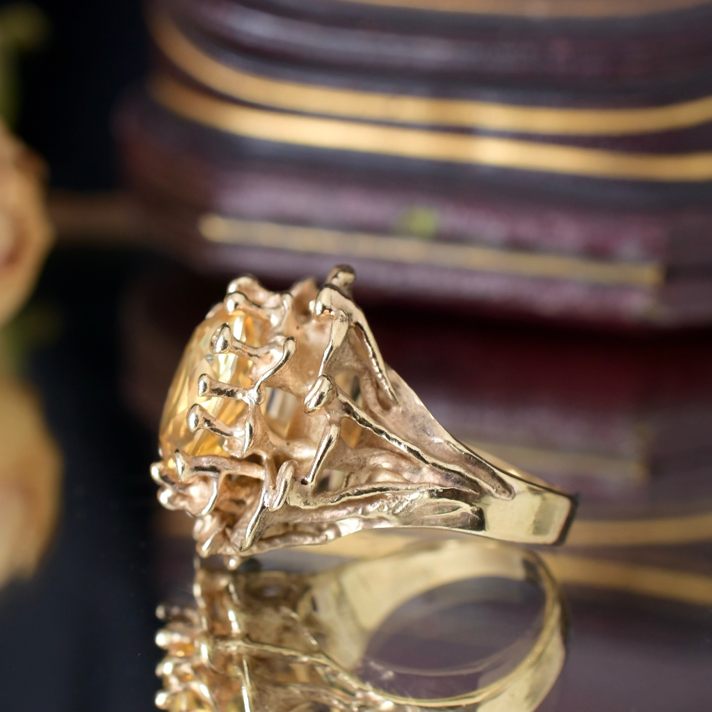 Vintage 9ct Yellow Gold And Citrine ‘Flower’ Ring