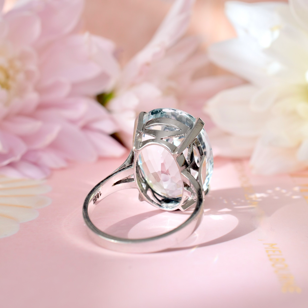 Contemporary 18ct White Gold And Aquamarine Ring - 16cts Independent Valuation Included In Purchase $12,500 AUD