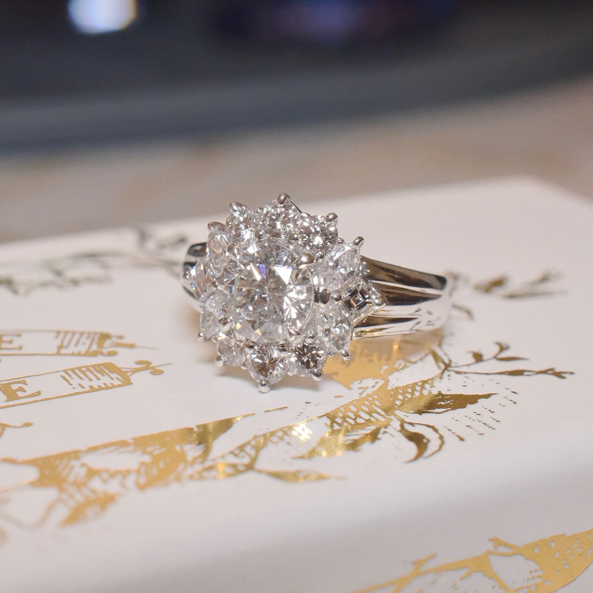 Superb Solid Platinum Diamond - 2.17ct - Daisy Style Cluster Ring Included In Purchase Valuation For $25,000 AUD
