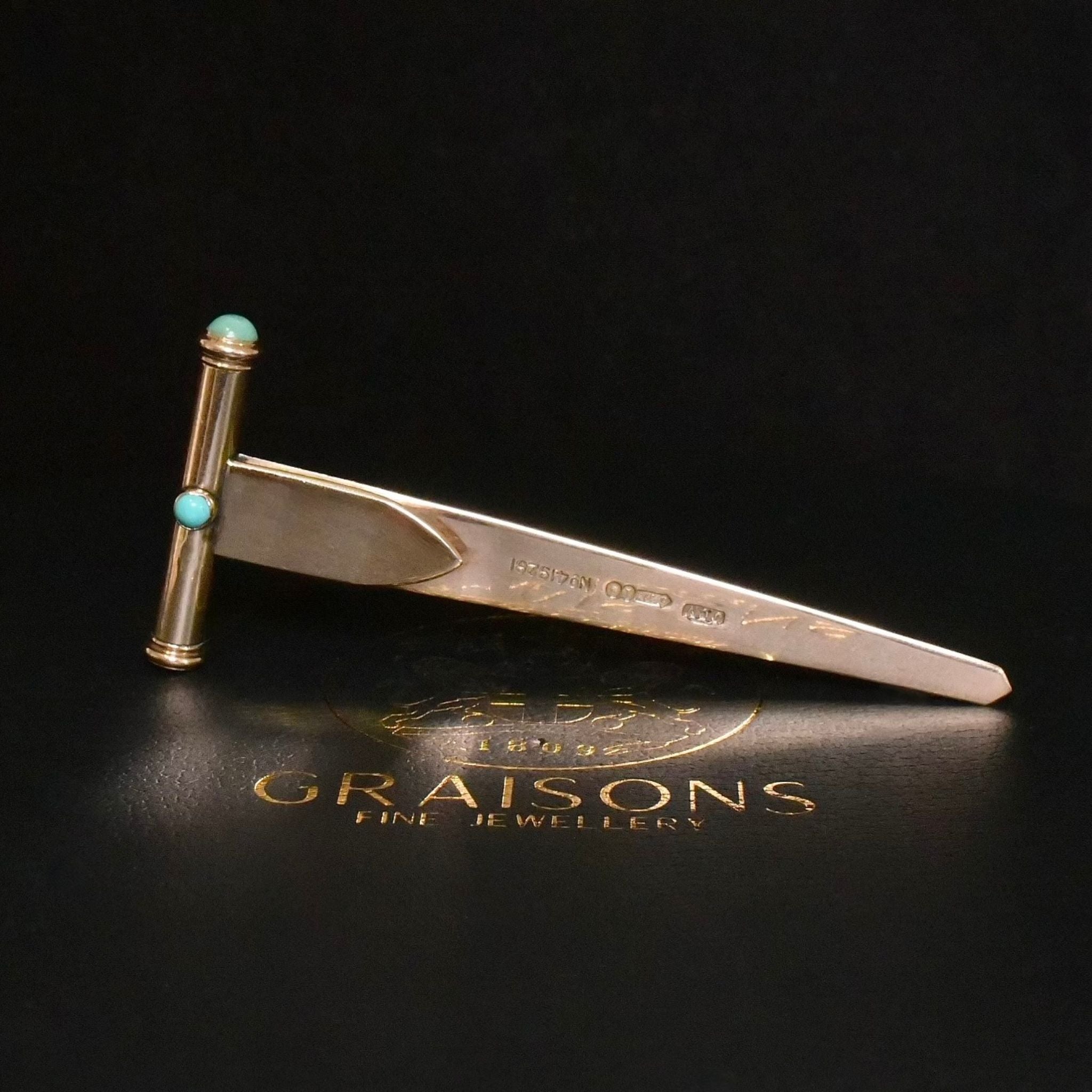 Fabulous Antique Art Deco 9ct Yellow Gold And Turquoise Duo Bookmark And Propelling Pencil By John Collard Vickery - London 1924