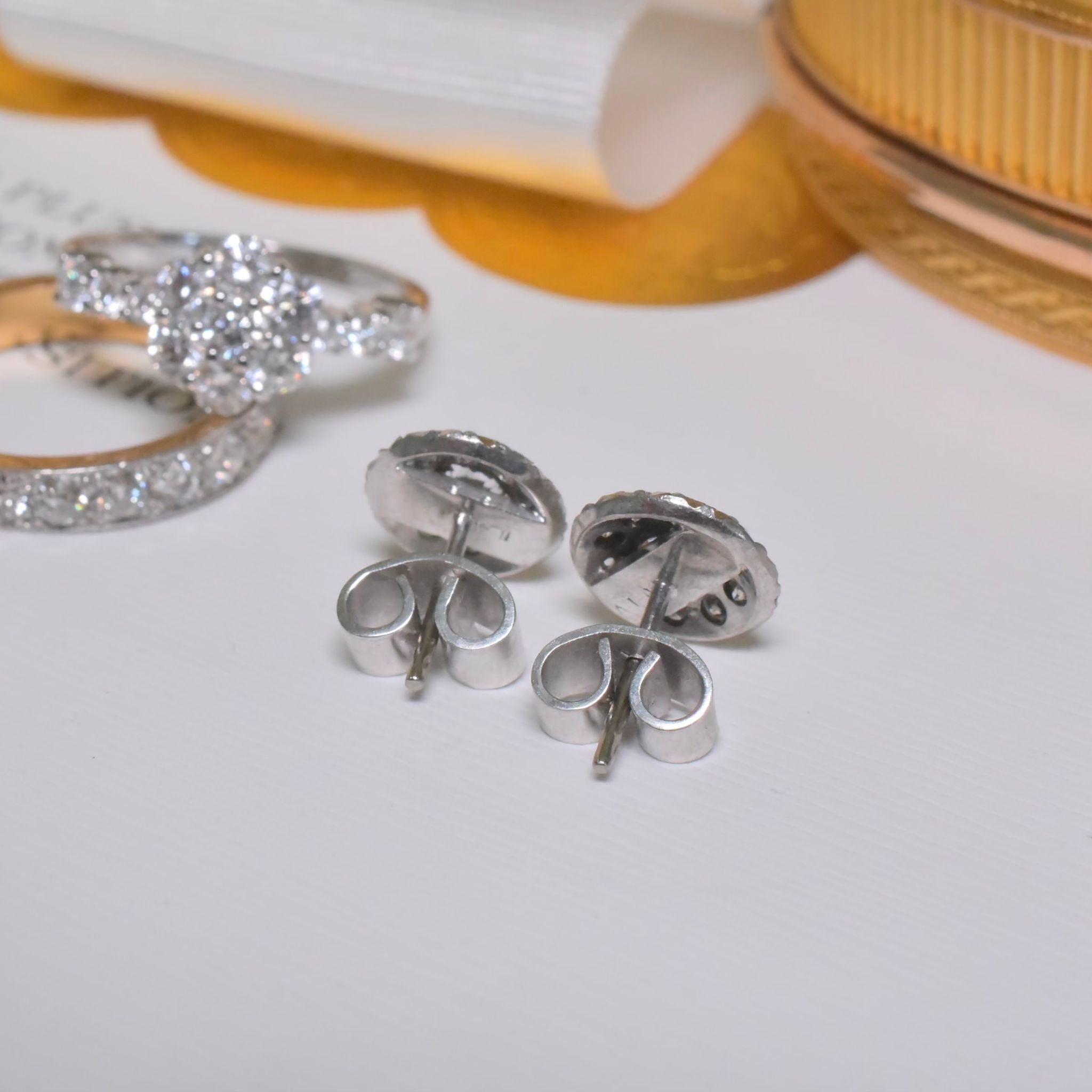 Vintage 15ct White Gold Diamond ‘Daisy’ Cluster Earrings