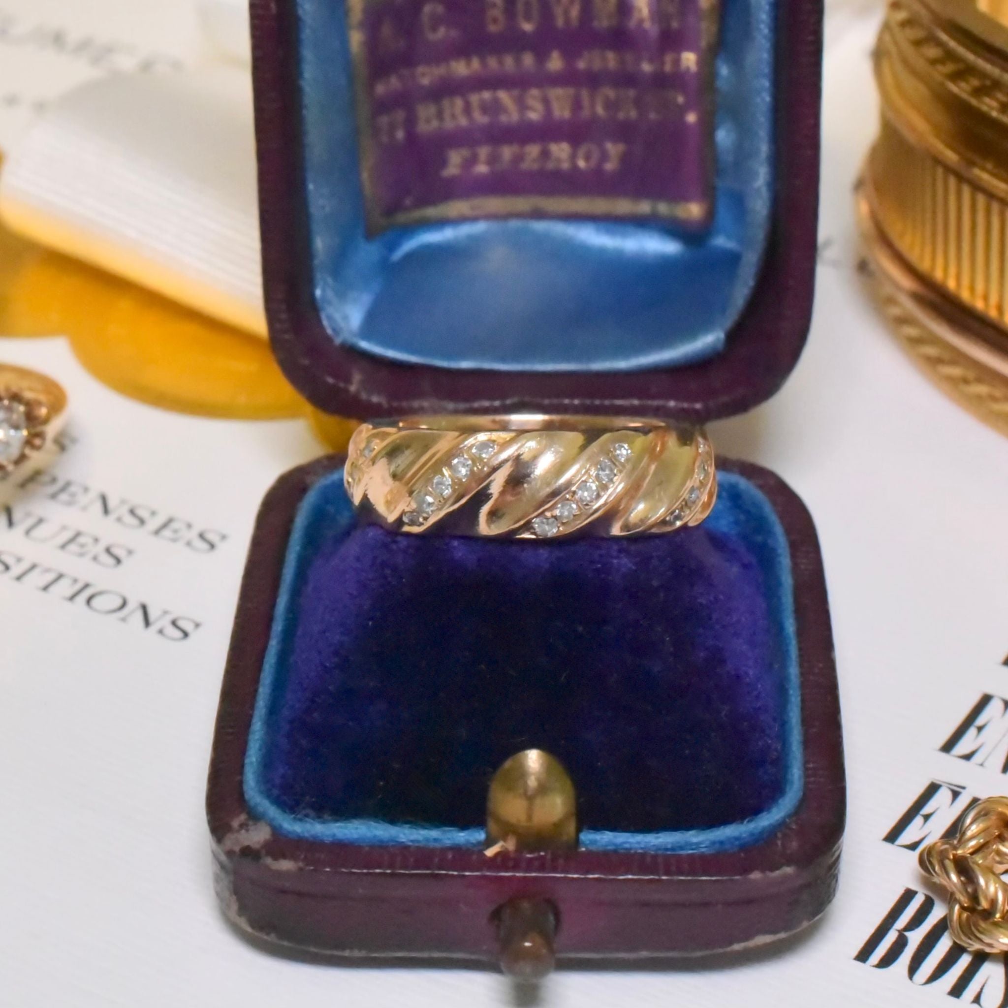 Modern 9ct Yellow Gold And Diamond Wide Band