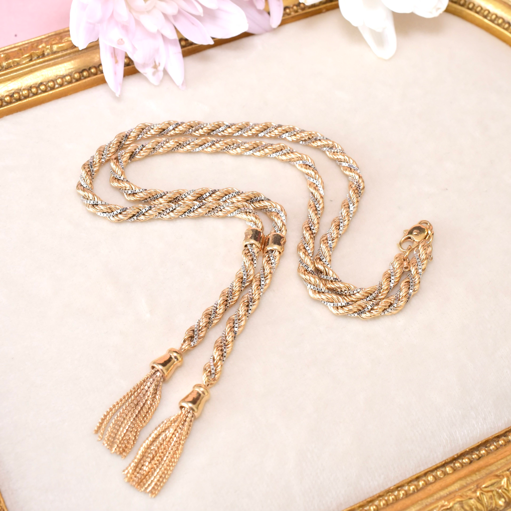 Contemporary Italian 9ct Yellow And White Gold ‘Lariat’ Necklace By UnoAerre