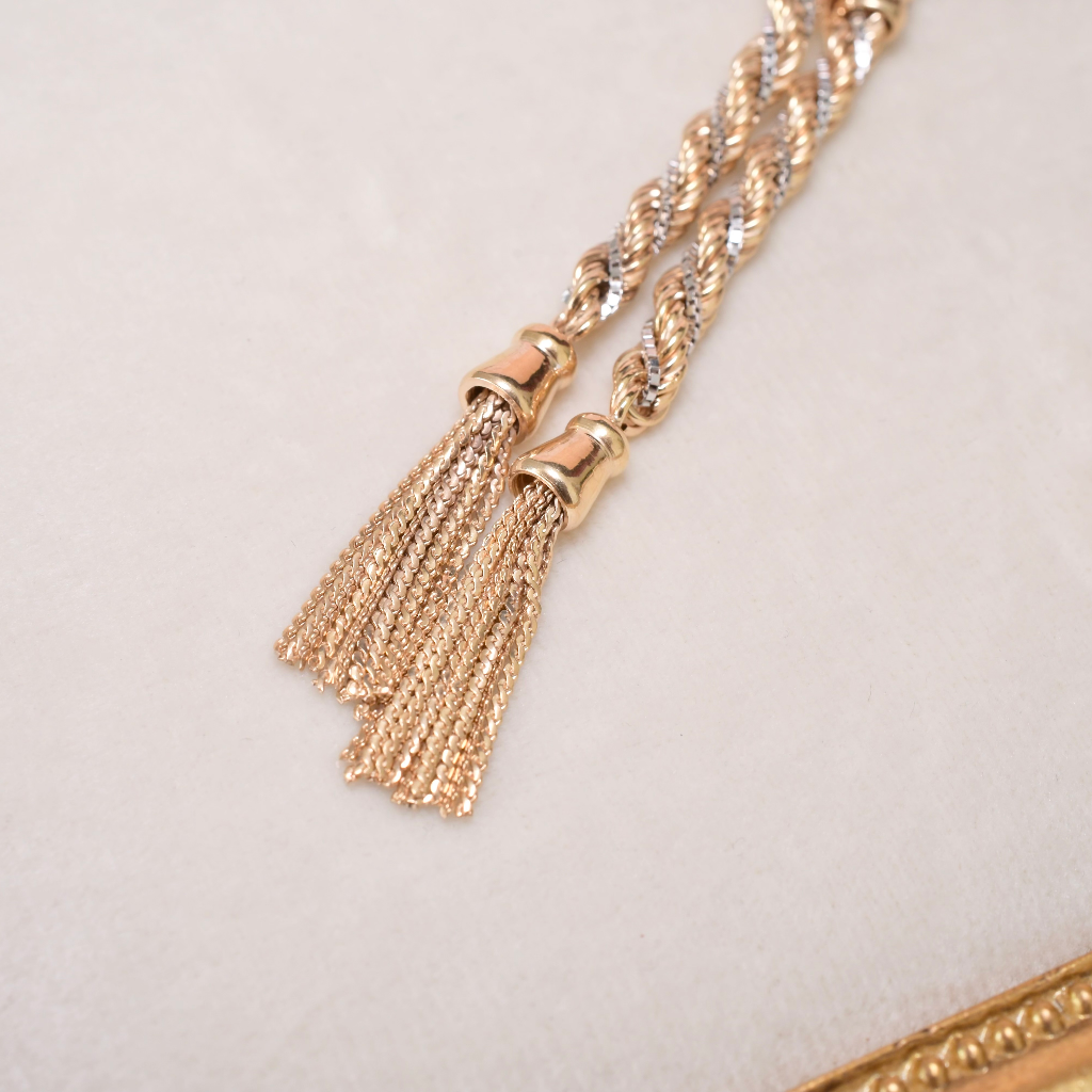 Contemporary Italian 9ct Yellow And White Gold ‘Lariat’ Necklace By UnoAerre