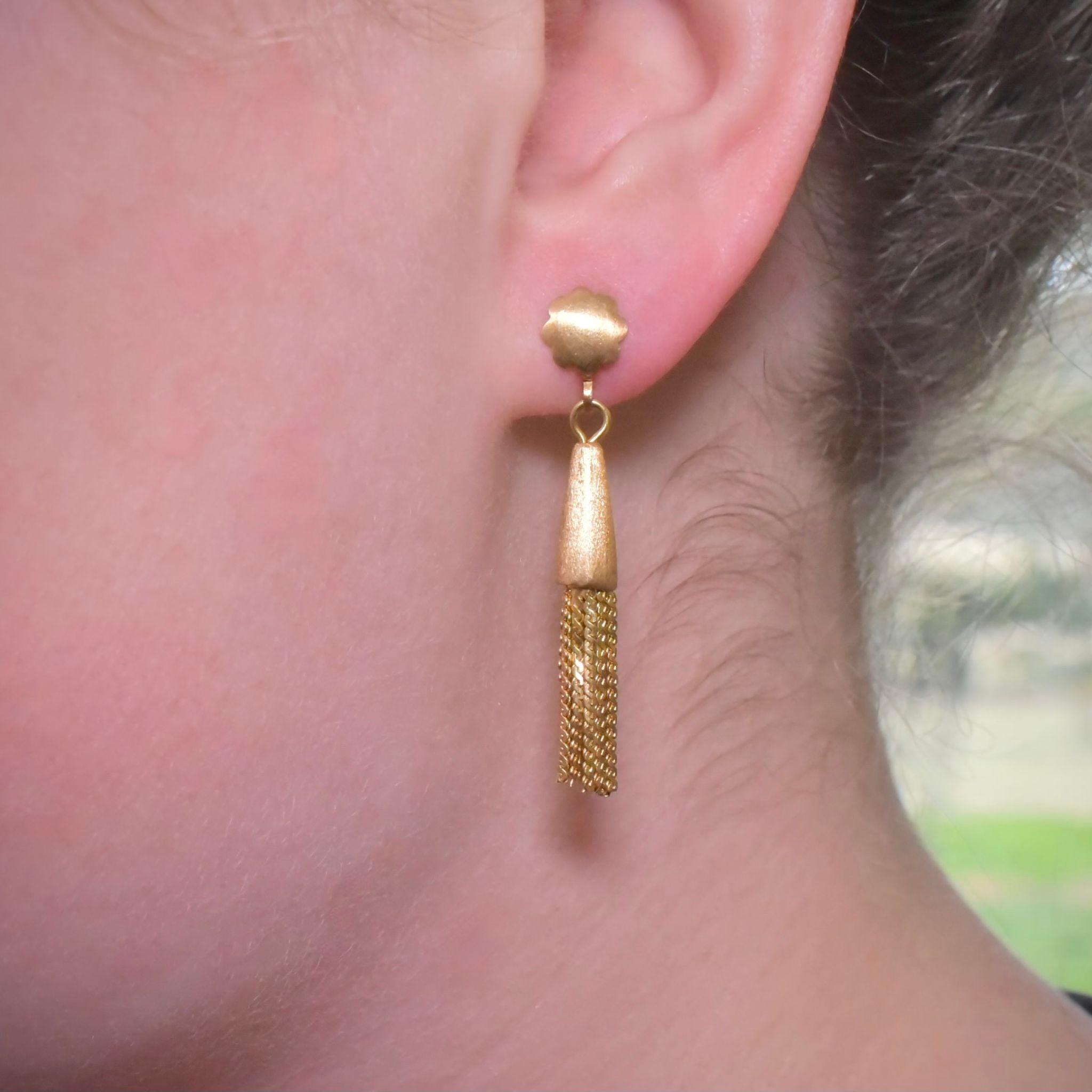 Vintage Italian 18ct Yellow Gold Tassel Drop Earrings