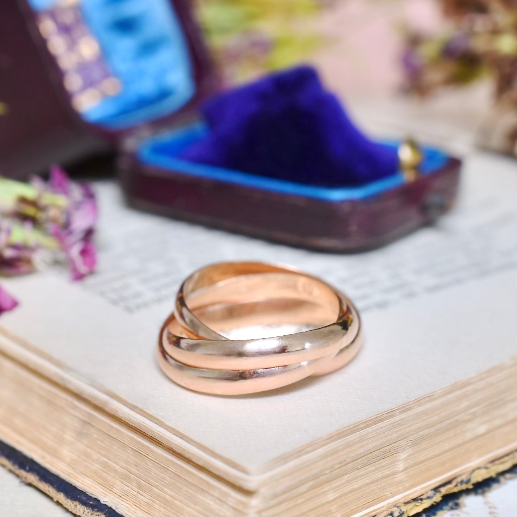 Modern 14ct Rose Gold Russian Wedding or Rolling Ring