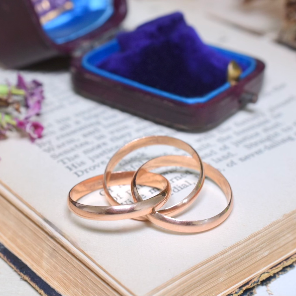 Modern 14ct Rose Gold Russian Wedding or Rolling Ring