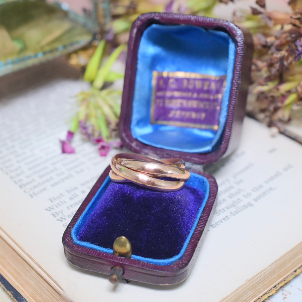 Modern 14ct Rose Gold Russian Wedding or Rolling Ring