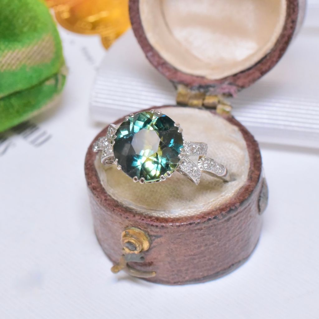 Antique 18ct White Gold And Platinum Parti Sapphire And Diamond Ring