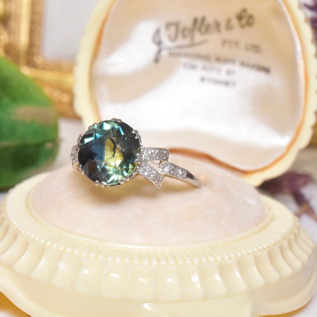 Antique 18ct White Gold And Platinum Parti Sapphire And Diamond Ring
