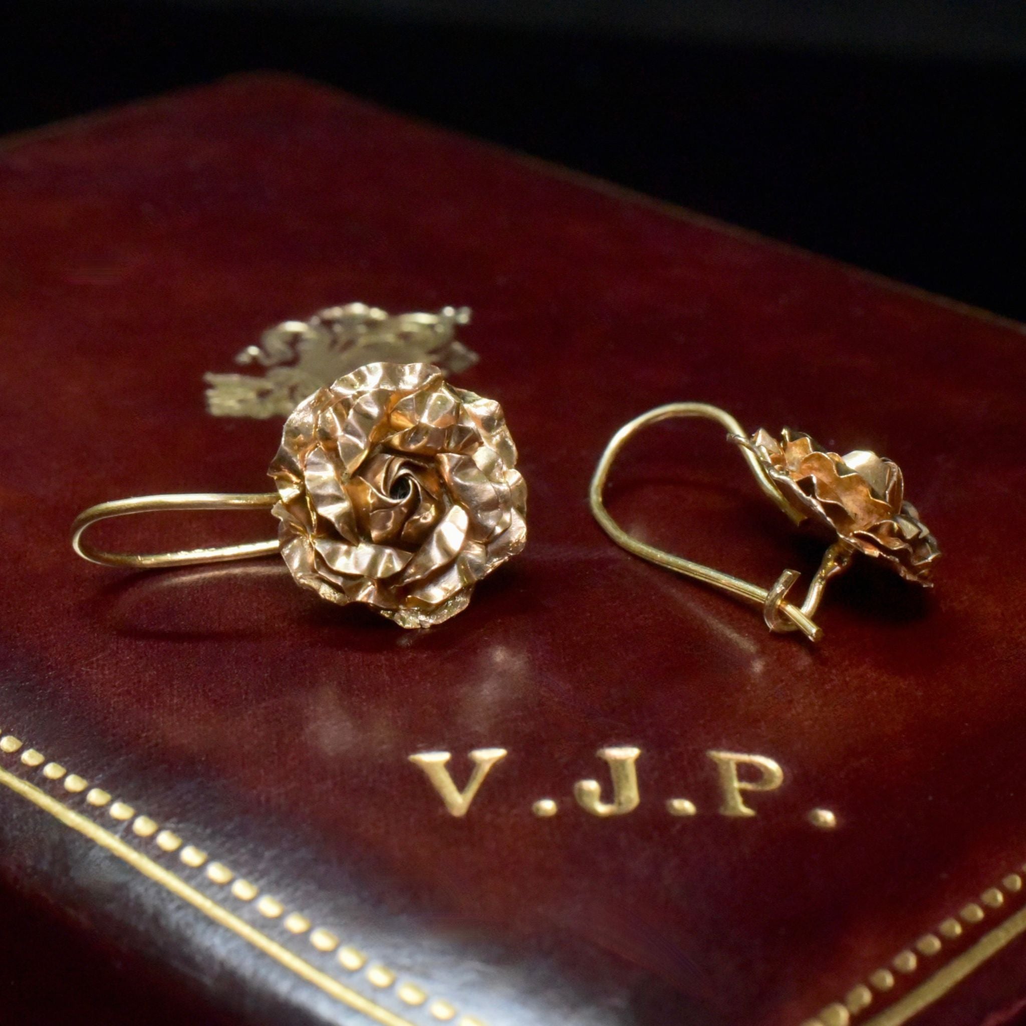 Vintage 14ct Yellow Gold ‘Rose’ Earrings Circa 1960-70’s