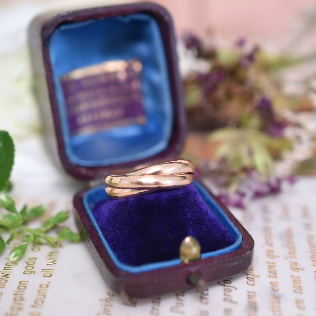 Modern 14ct Rose Gold Russian Wedding or Rolling Ring