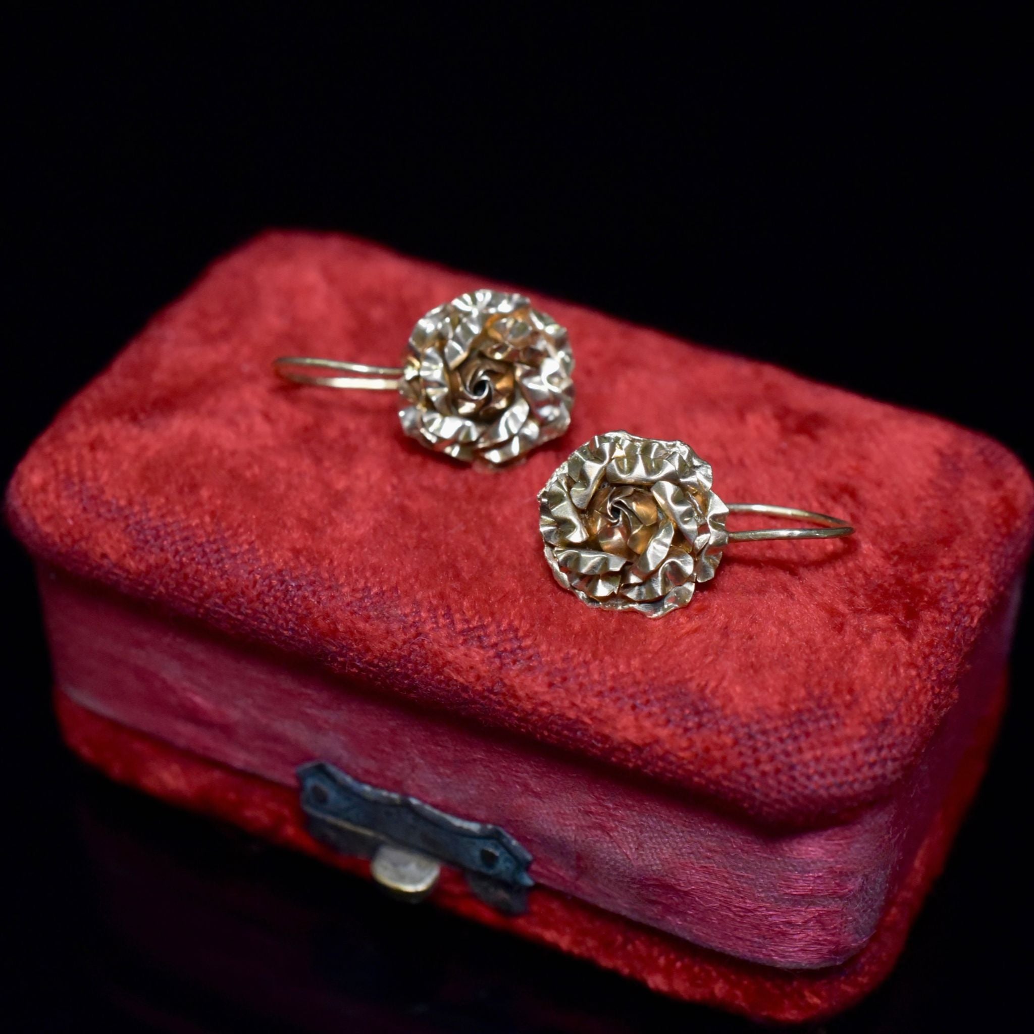 Vintage 14ct Yellow Gold ‘Rose’ Earrings Circa 1960-70’s