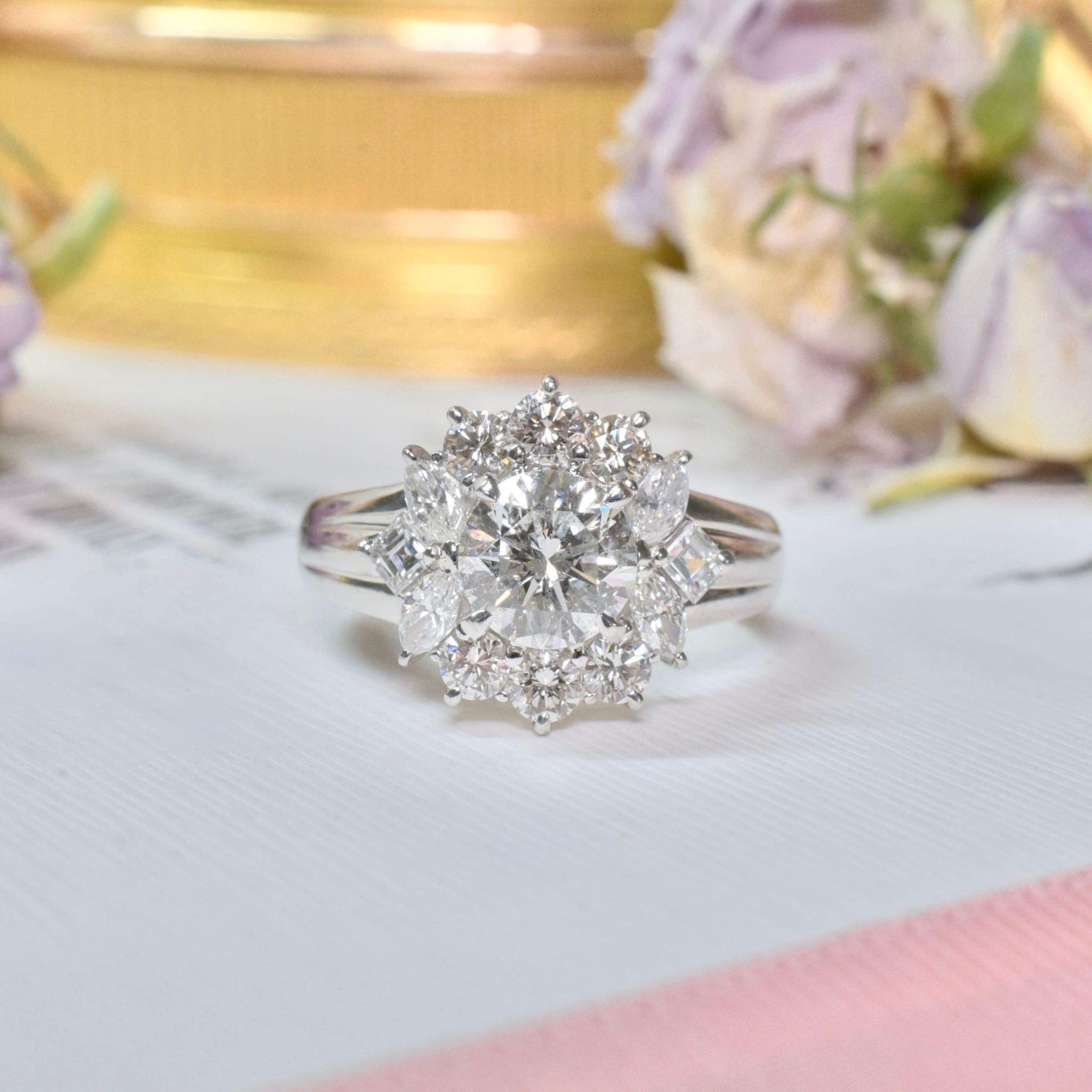 Superb Solid Platinum Diamond - 2.17ct - Daisy Style Cluster Ring Included In Purchase Valuation For $25,000 AUD