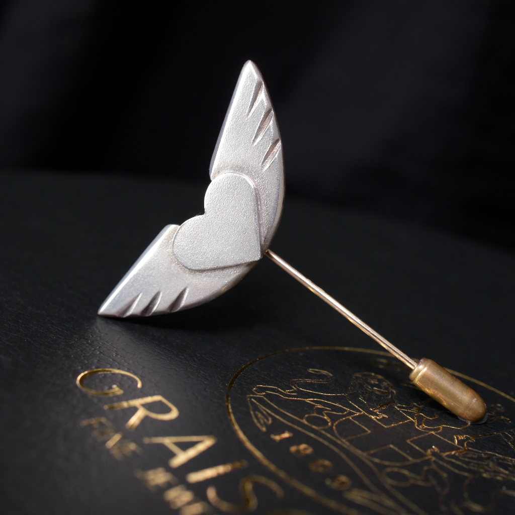 Vintage Sterling Silver Winged Heart Or ‘Sufi Heart’ Stick Pin - 1956