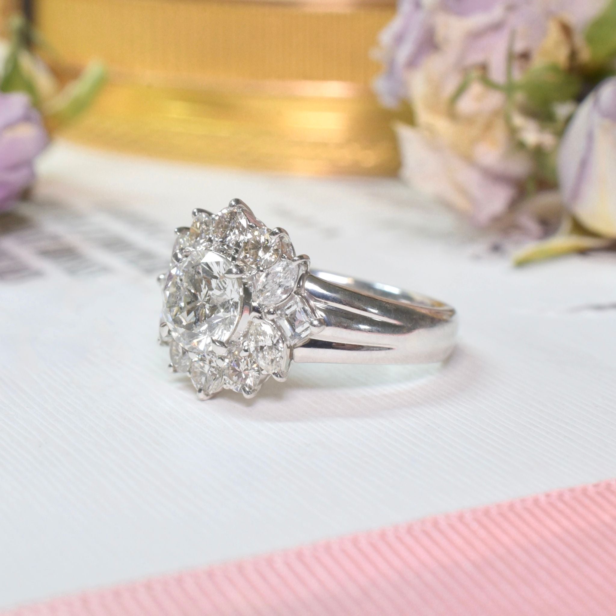 Superb Solid Platinum Diamond - 2.17ct - Daisy Style Cluster Ring Included In Purchase Valuation For $25,000 AUD