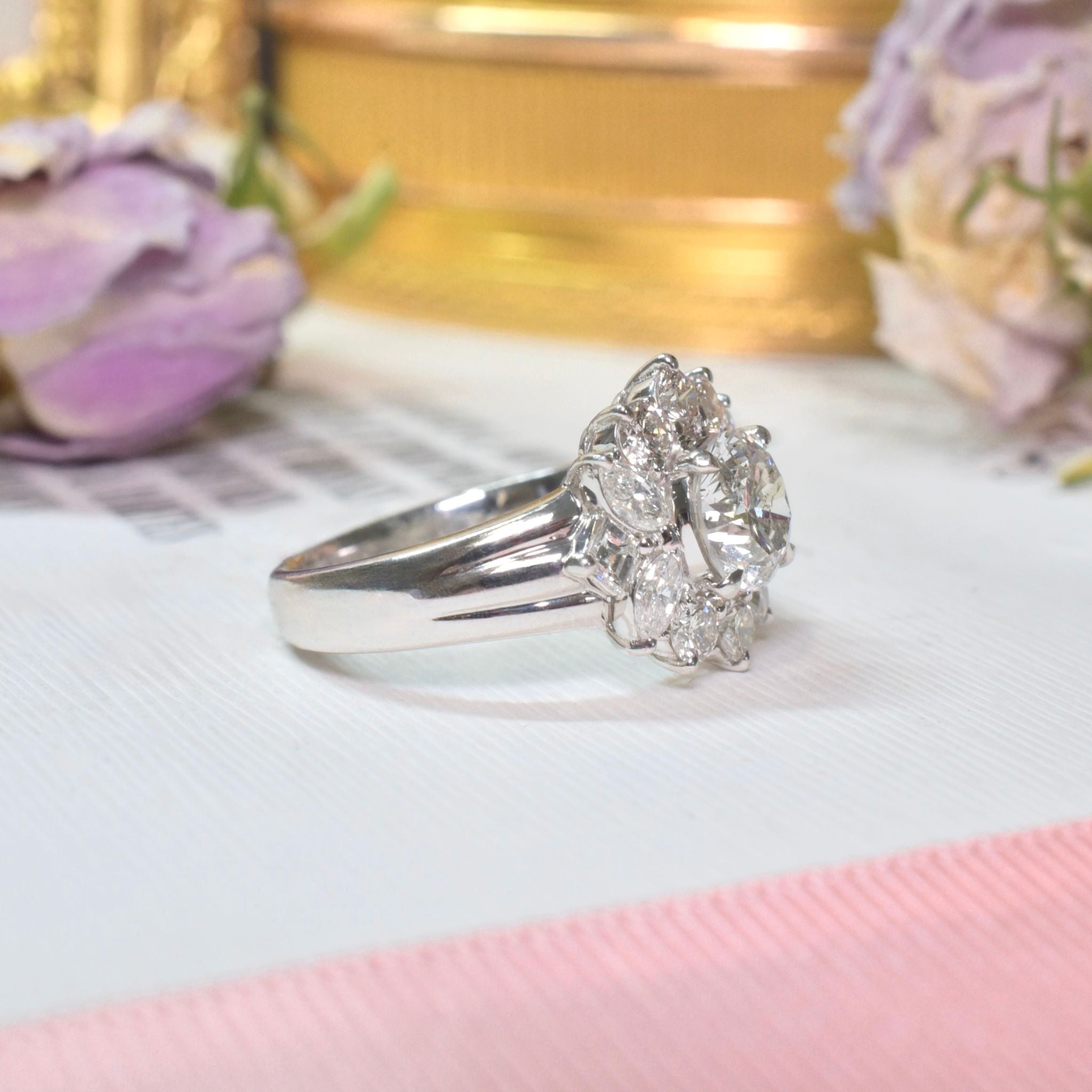 Superb Solid Platinum Diamond - 2.17ct - Daisy Style Cluster Ring Included In Purchase Valuation For $25,000 AUD