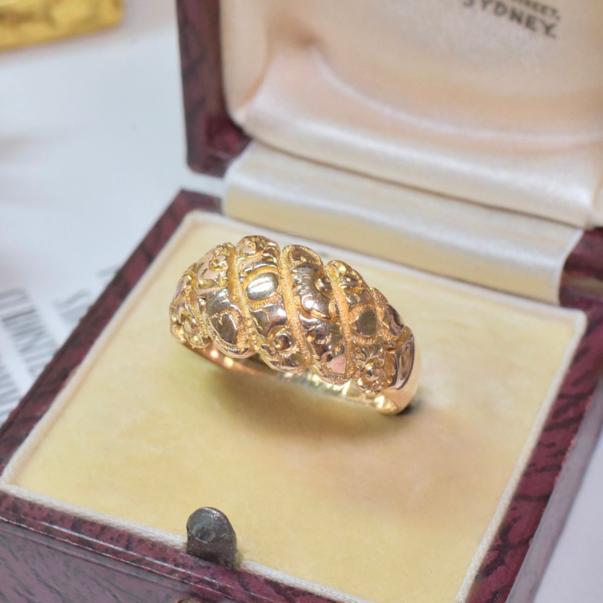 Antique Edwardian 9ct Rose Gold ‘Keeper’ Ring - Birmingham 1905