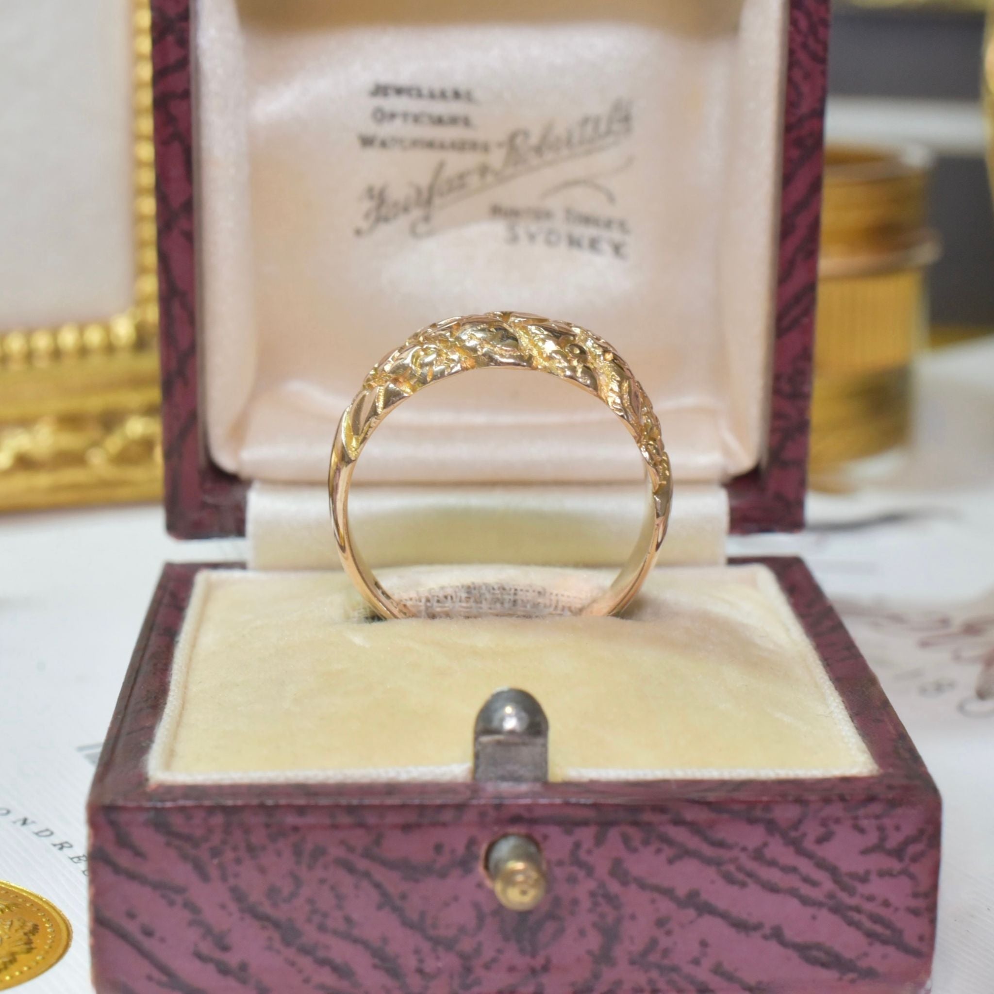 Antique Edwardian 9ct Rose Gold ‘Keeper’ Ring - Birmingham 1905