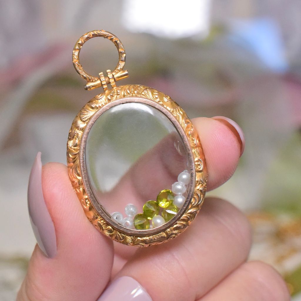 Antique Victorian 9ct Gold Double Sided Photo Locket - S Blanckensee & Son Ltd, Birmingham