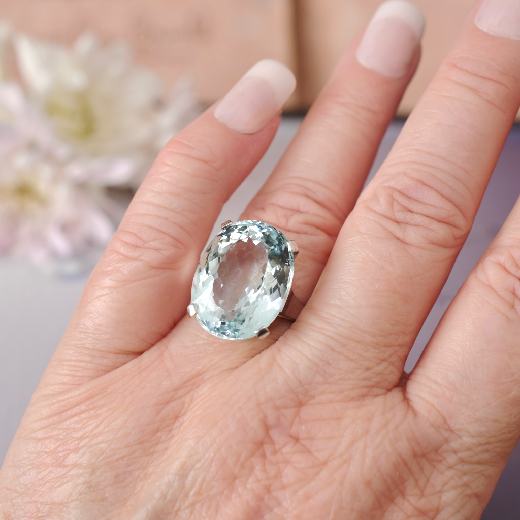 Contemporary 18ct White Gold And Aquamarine Ring - 16cts Independent Valuation Included In Purchase $12,500 AUD