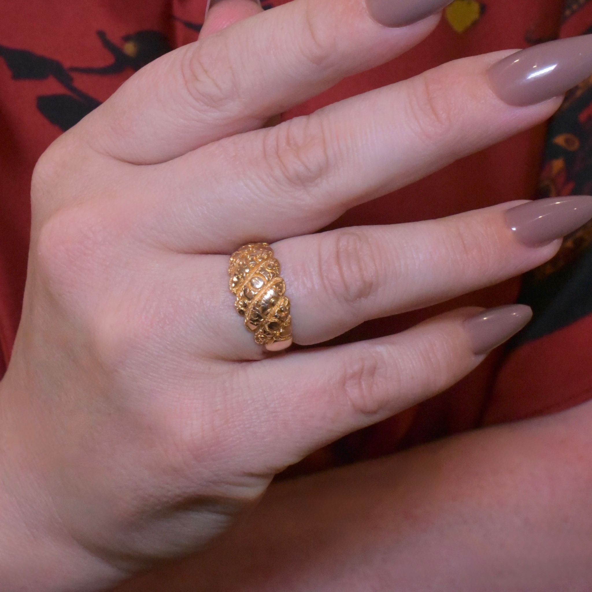 Antique Edwardian 9ct Rose Gold ‘Keeper’ Ring - Birmingham 1905