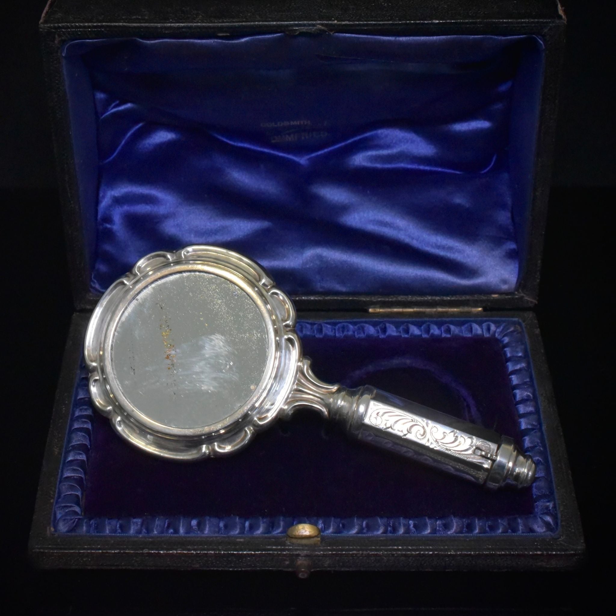 Antique Art Deco Silver Combination Compact, Mirror, Lipstick Circa 1920’s