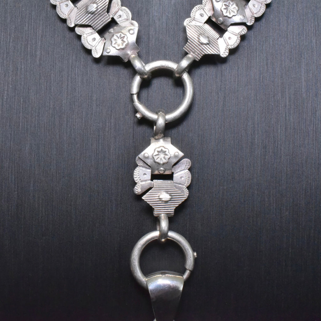 Antique Australian Sterling Silver Locket And Original Book Chain - Circa 1890-1900