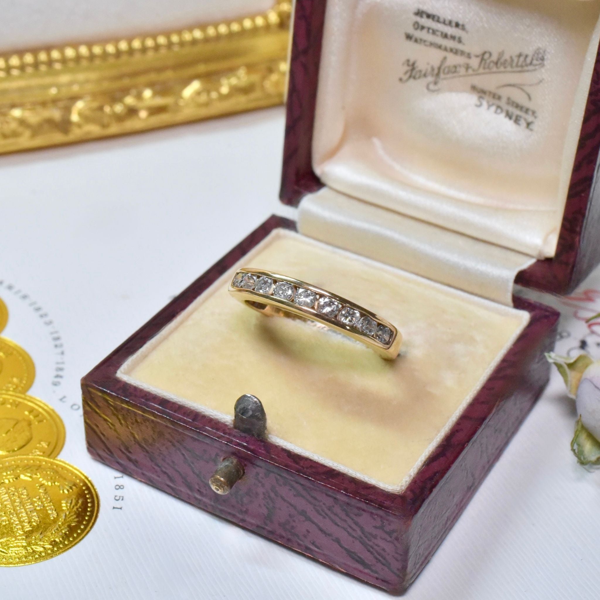 Modern 9ct Yellow Gold Channel Set Diamond Ring