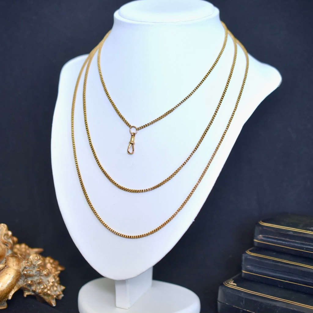 Antique Victorian 15ct Yellow Gold 126cm Guard/Muff Chain Circa 1890-1900