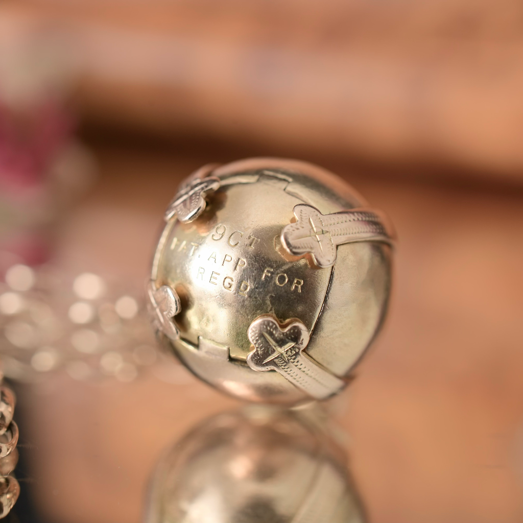 Antique British Masonic Orb Pendant 9ct Rose Gold And Silver 12.4 Grams