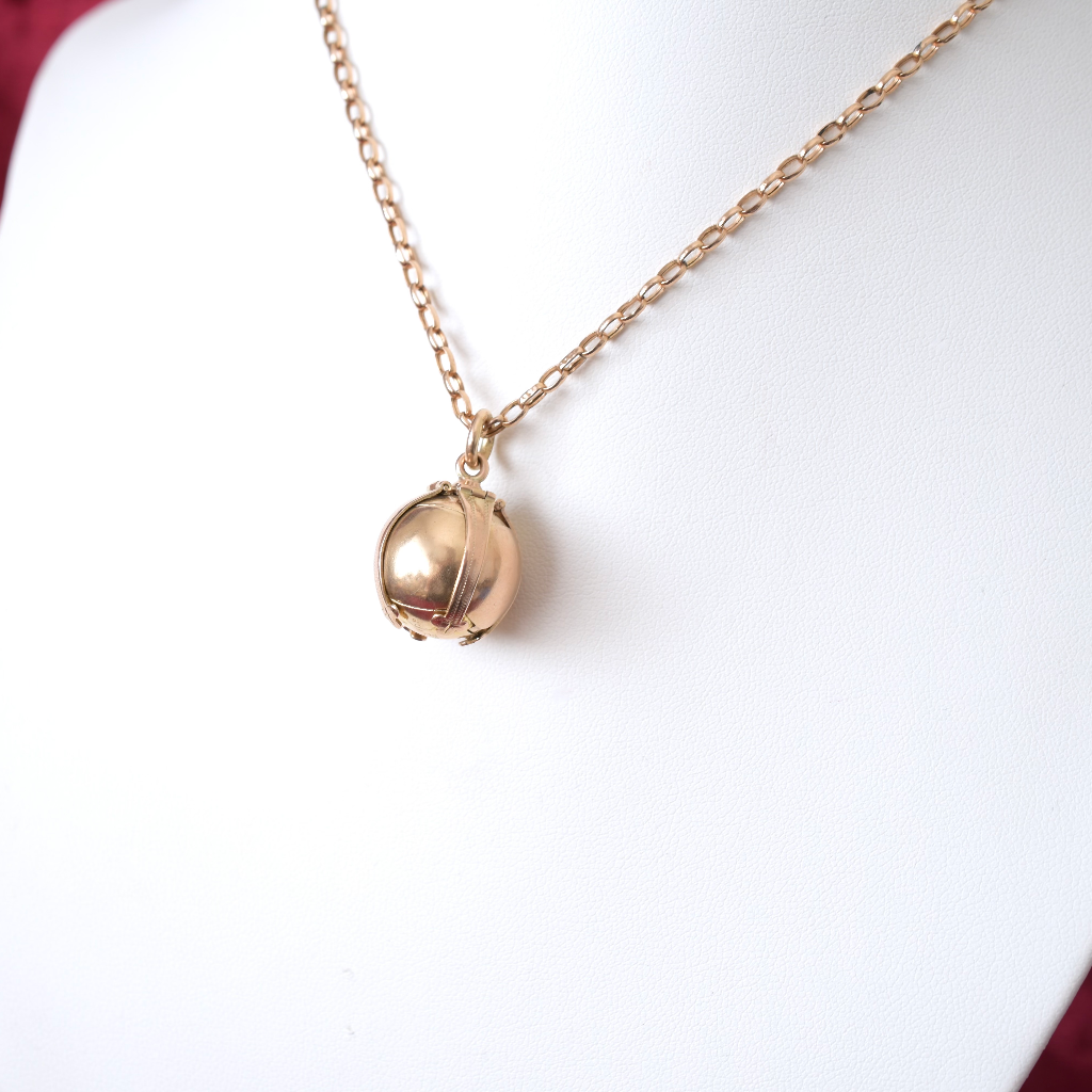 Antique British Masonic Orb Pendant 9ct Rose Gold And Silver 12.4 Grams