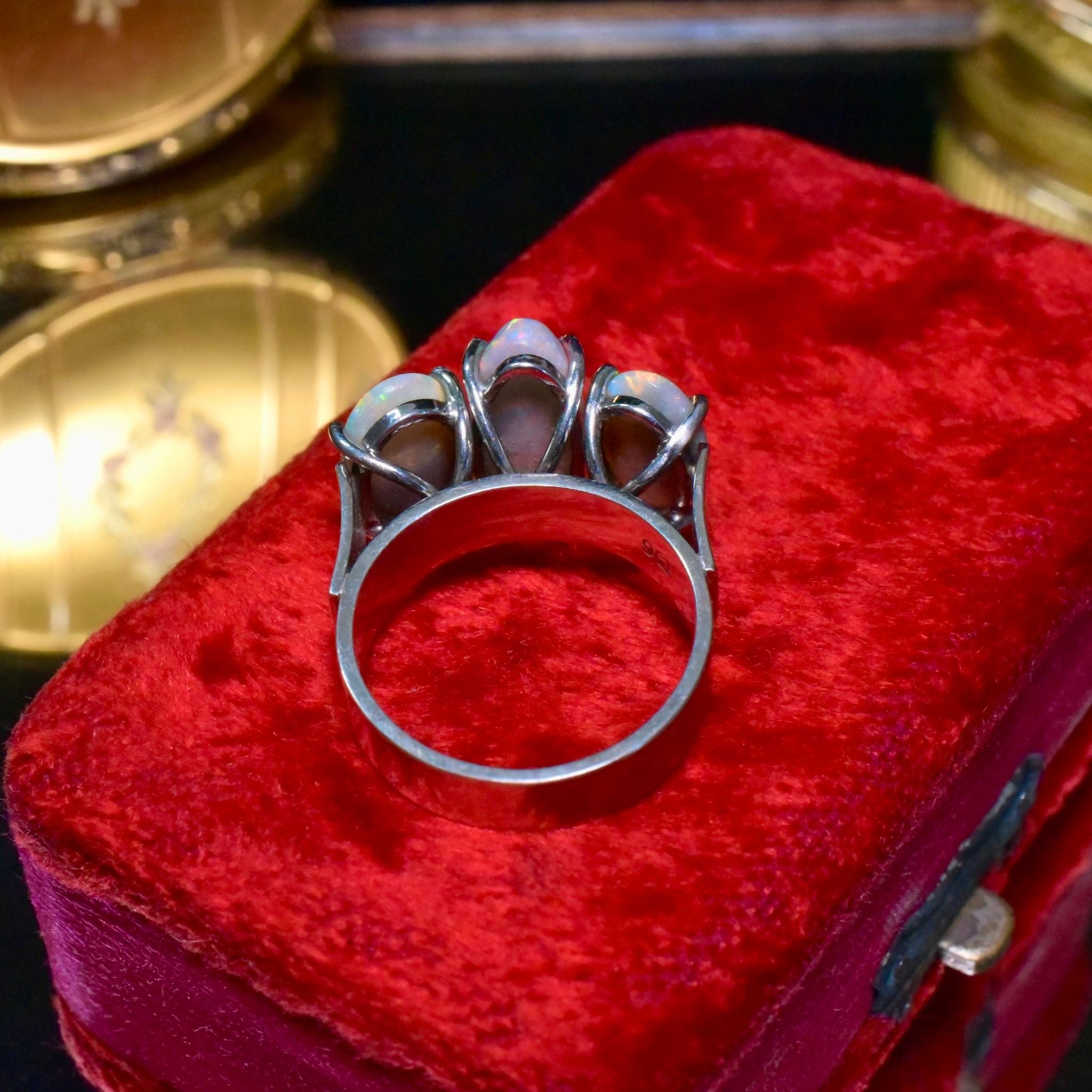 Vintage 9ct White Gold Solid Opal Ring Independent Gemmological Valuation Included $8,500 AUD