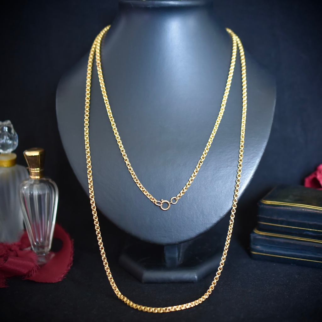 Antique Victorian 9ct Yellow Gold Long Guard Chain Circa 1900