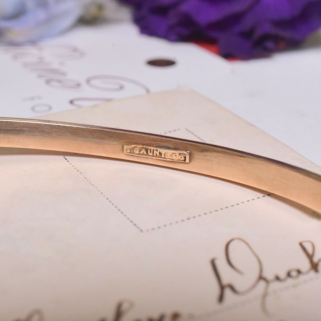 Antique Australian 15ct Rose Gold Amethyst And Seed Pearl Bangle - Thomas Gaunt, Melbourne Circa 1915