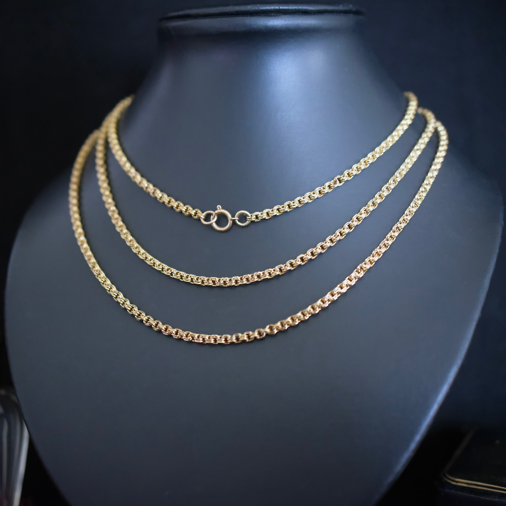 Antique Victorian 9ct Yellow Gold Long Guard Chain Circa 1900