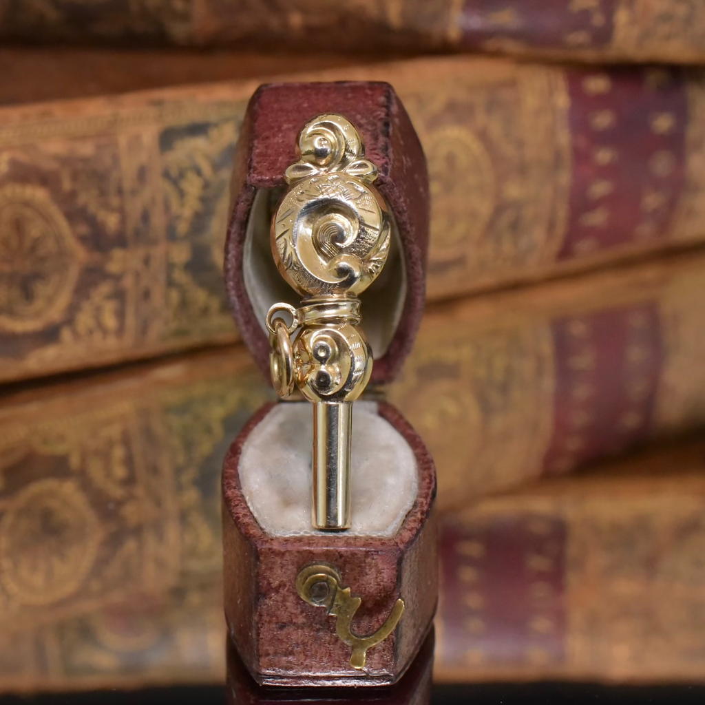 Antique Victorian 9ct Yellow Gold Turquoise Fob Watch Winder Circa 1890