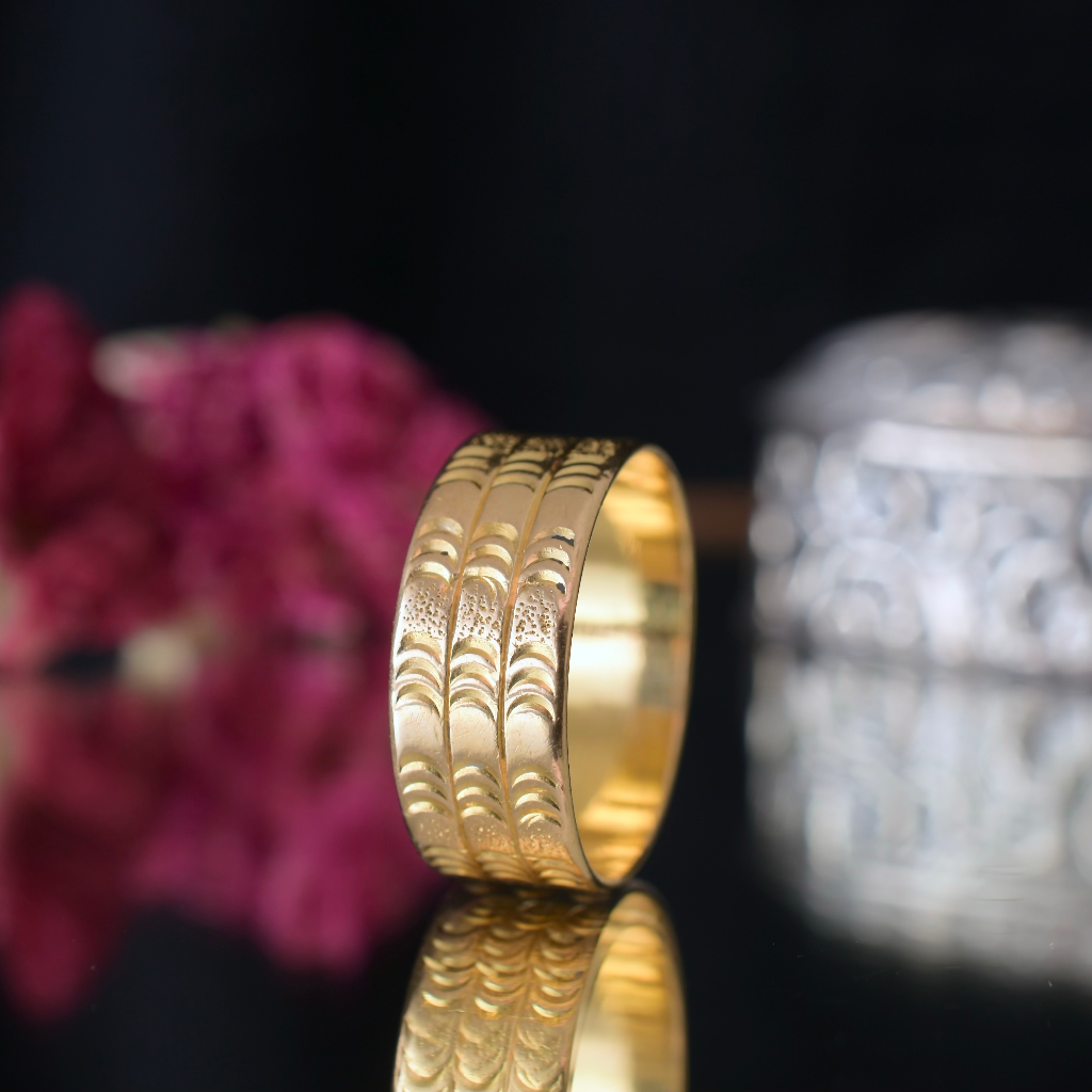 Vintage to Contemporary 22ct Yellow Gold Wide Patterned Ring