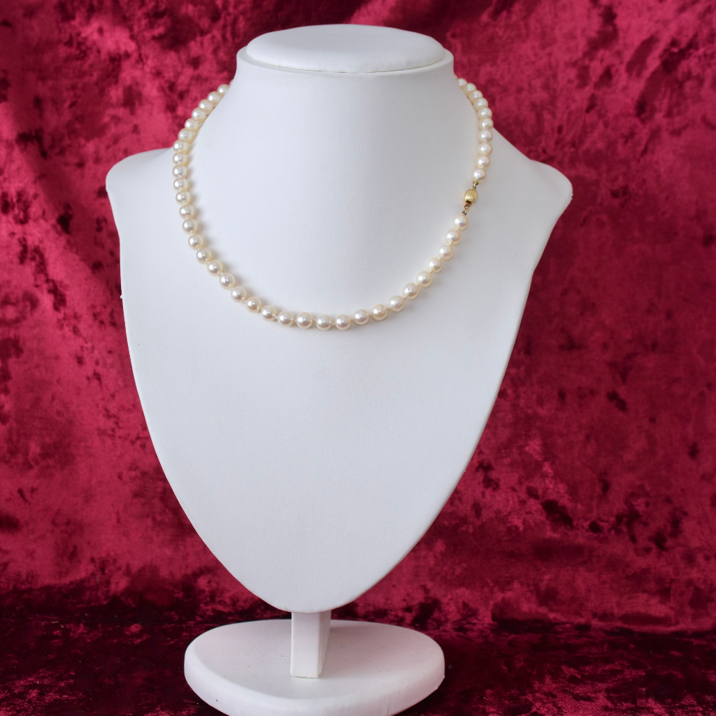 Modern 14ct Yellow Gold And Cultured Pearl ‘Princess’ Length - 48cm