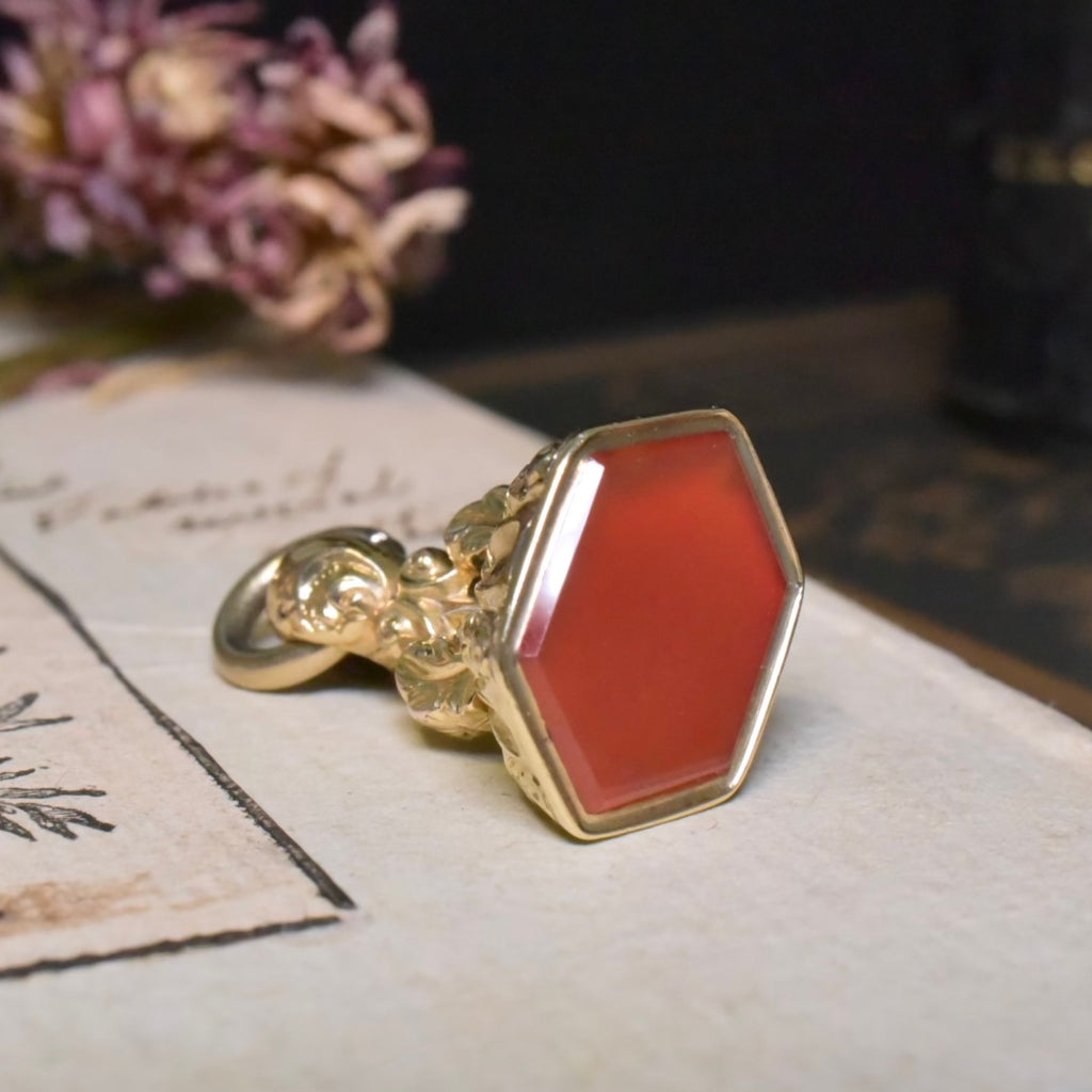Antique Victorian Gold Cased/Plated Carnelian Fob Seal Charm Circa 1890-1900