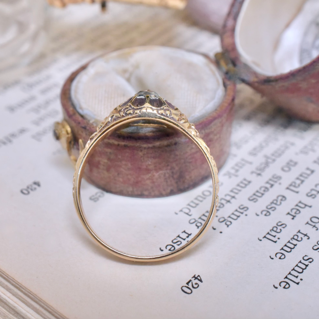 Antique Early Victorian 18ct Yellow Gold Rose-Cut Diamond Ring Circa 1850’s