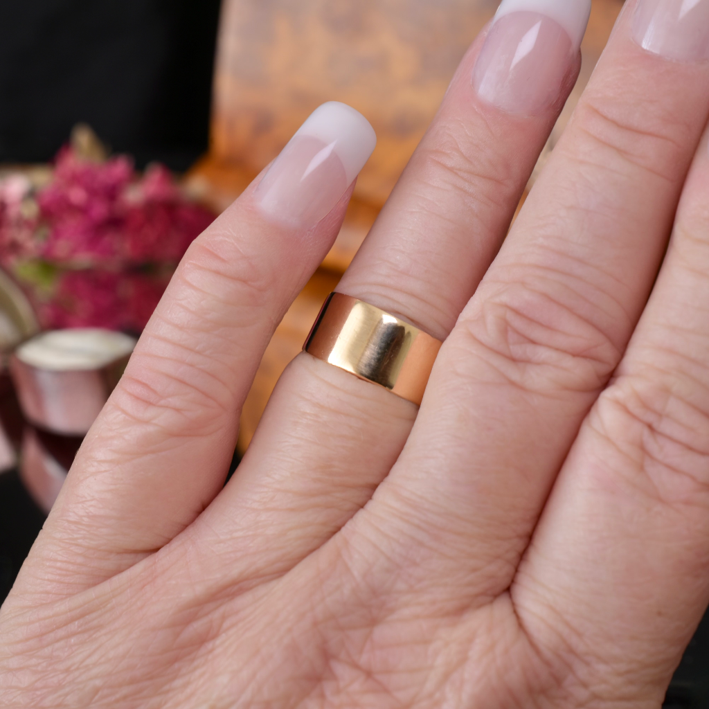 Antique Australian 18ct Rose Gold Wide Wedding Band Circa 1910-1920