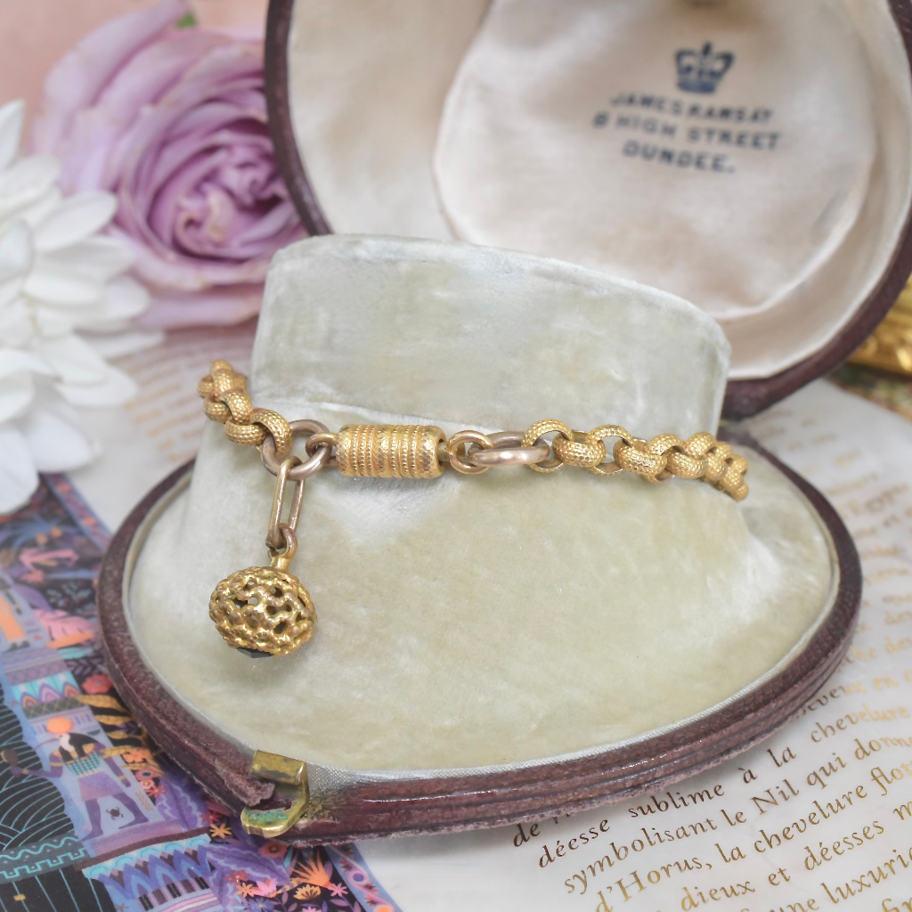 Antique Georgian Pinchbeck Fancy Link Bracelet With Barrel Clasp Circa 1800