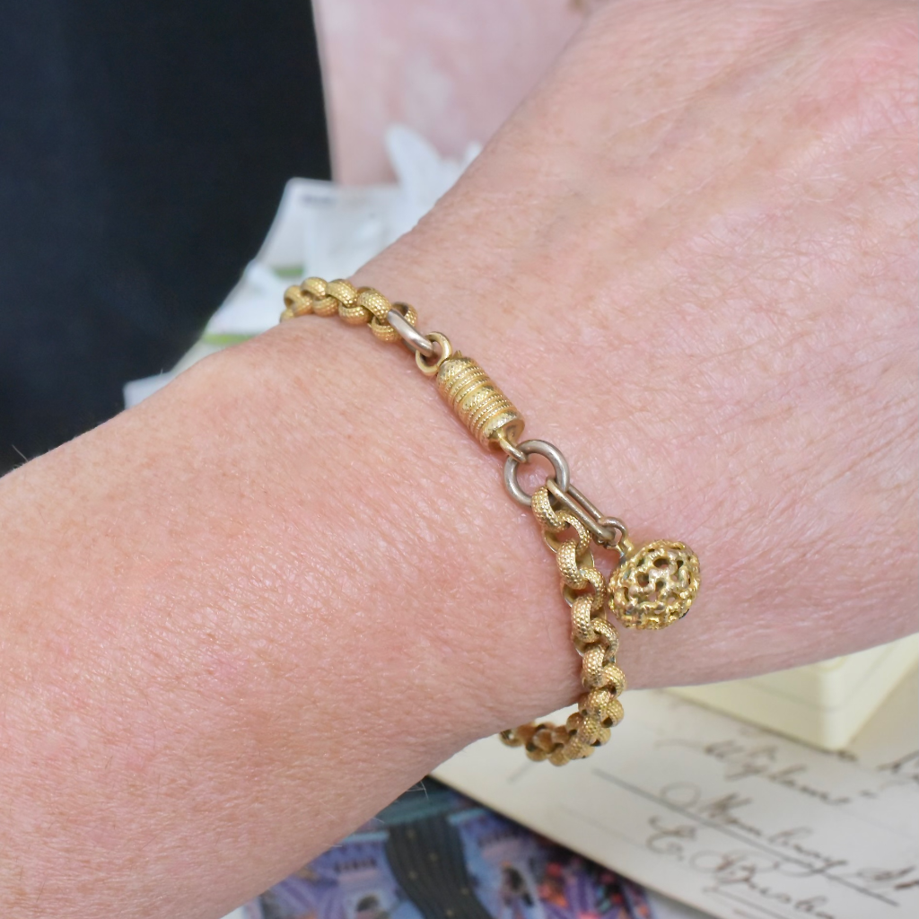 Antique Georgian Pinchbeck Fancy Link Bracelet With Barrel Clasp Circa 1800
