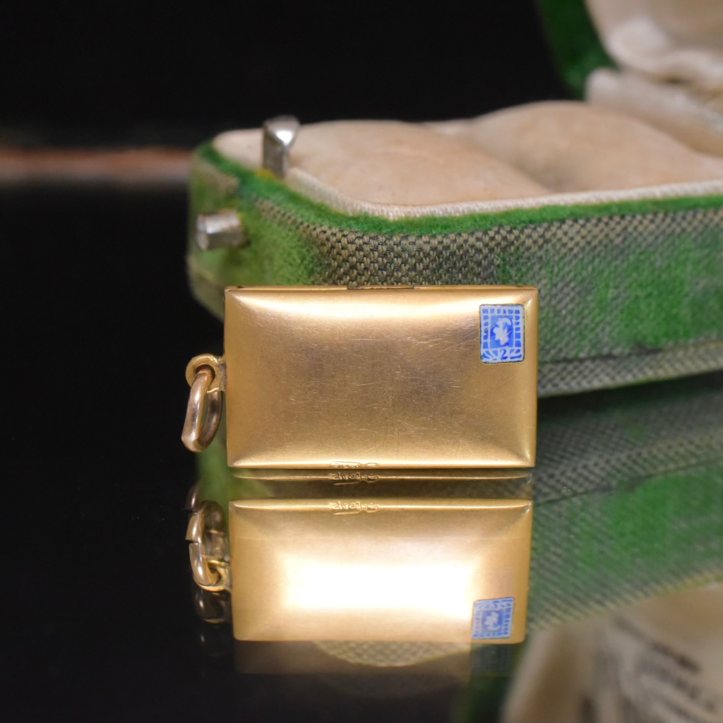 Antique 9ct Gold & Enamel ‘Opening’ Envelope Charm/Pendant - Birmingham 1902