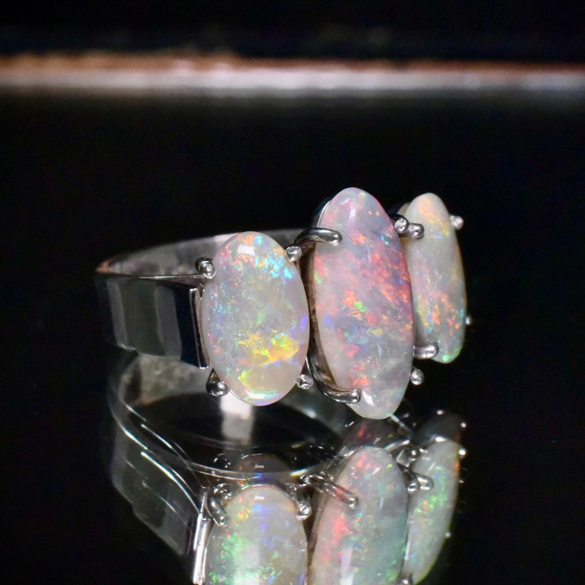 Vintage 9ct White Gold Solid Opal Ring Independent Gemmological Valuation Included $8,500 AUD