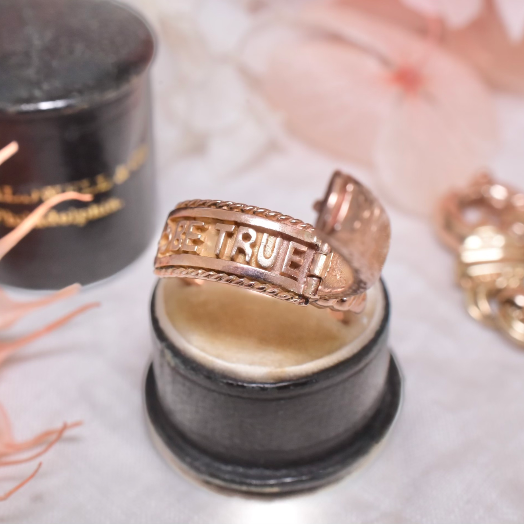 Modern Antique Style 9ct Rose Gold ‘Secret’ Locket ‘Be True’ Ring