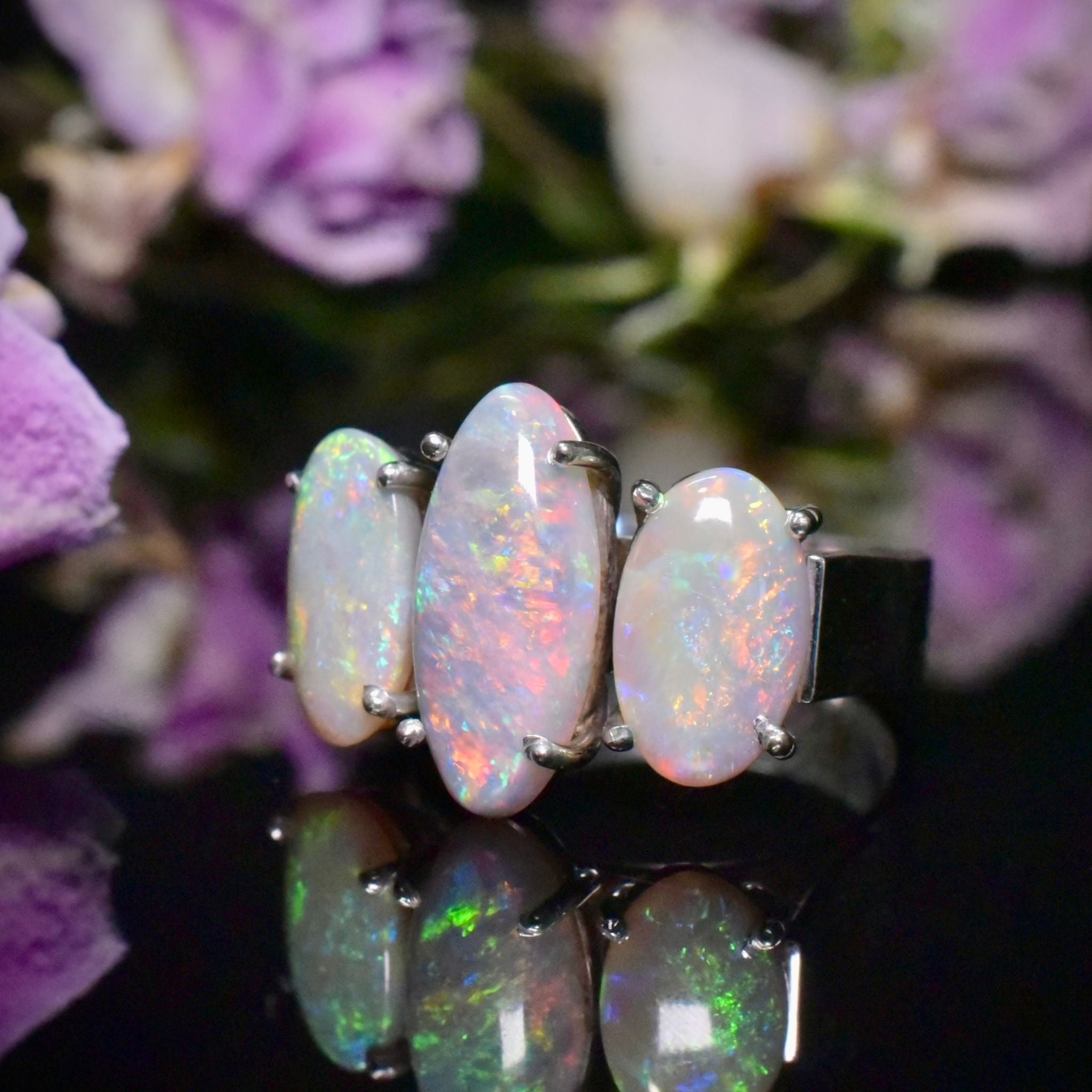 Vintage 9ct White Gold Solid Opal Ring Independent Gemmological Valuation Included $8,500 AUD