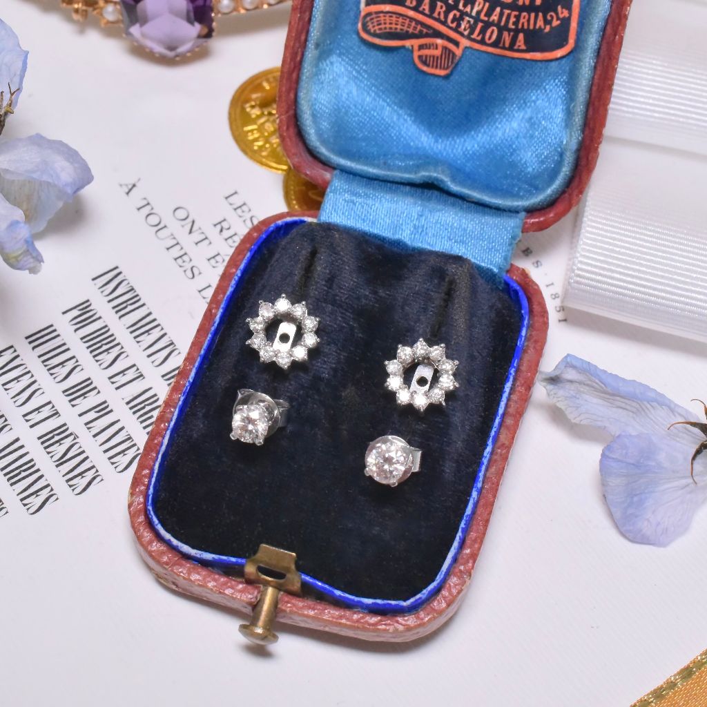 Contemporary 9ct White Gold Diamond ‘Convertible’ Cluster To Stud Earrings 0.88ct