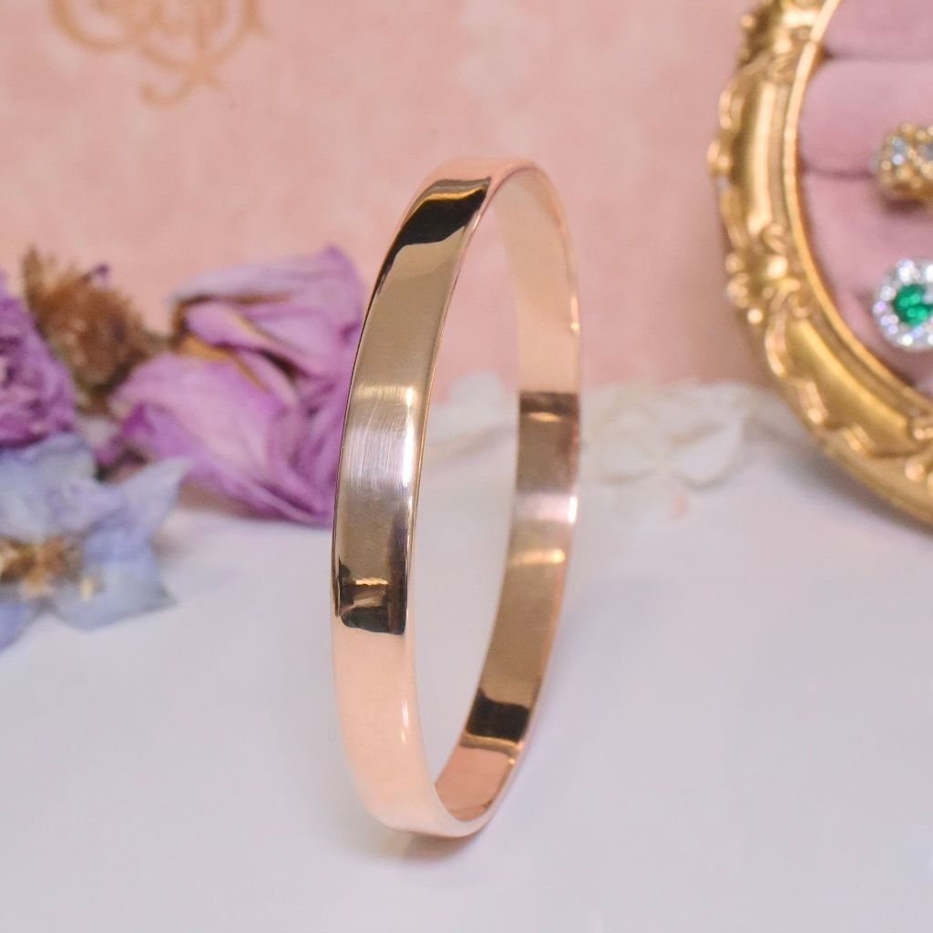 Superb Solid (Not Hollow) 9ct Rose Gold Oval ‘Golf’ / ‘Nellie Stewart’ Bangle